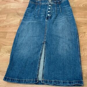 Anthropologie Blue Denim Midi Skirt